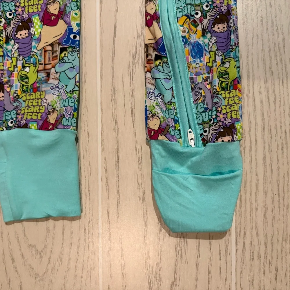Little Britches Boutique Bamboo Zippy Pajamas Monsters Inc 2 Way Zip Unisex 2T‎